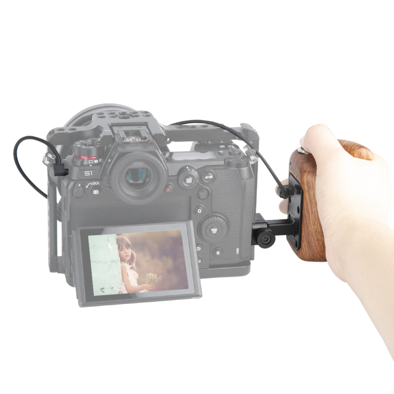 Niceyrig Wooden Hand Grip (Right Side) with Record Start/Stop Remote Trigger for Panasonic Lumix Cameras