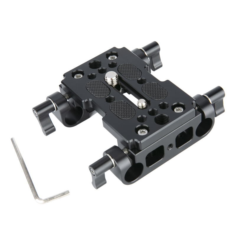 NICEYRIG Tripod Mounting Plate with 15mm Rod Clamp Railblock for Rod Support/Dslr Rig Cage