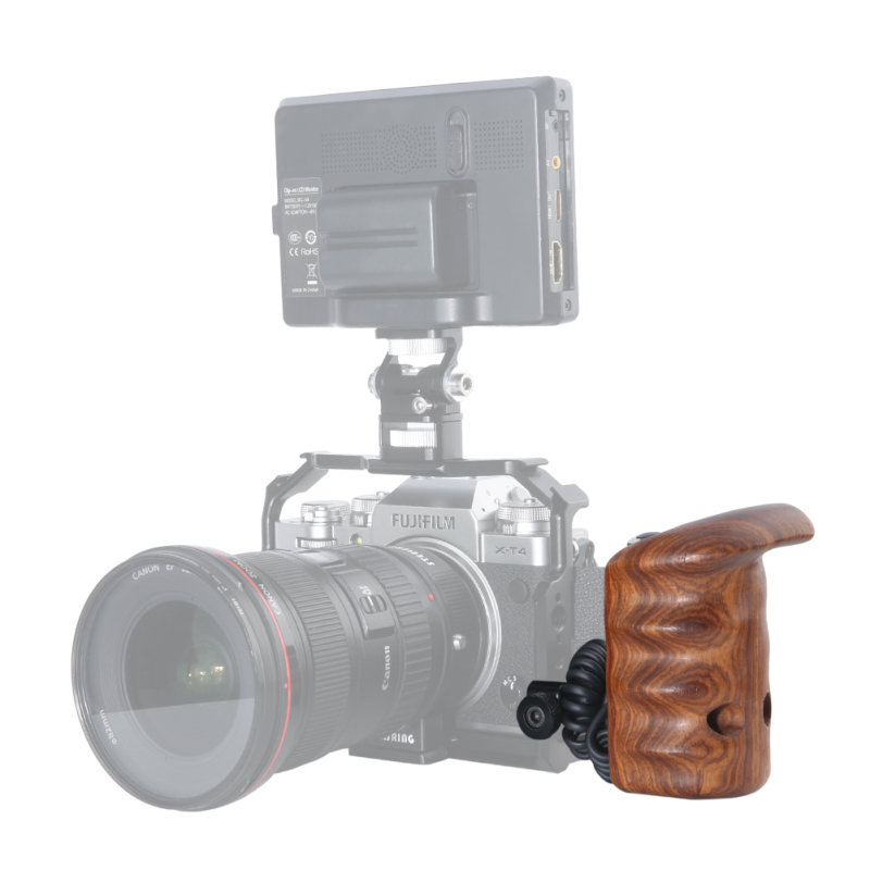 Niceyrig Left Side Wooden Handle Grip with Video Record Start/Stop Remote Trigger for Fujifilm XT-4/XT-3/XT-2