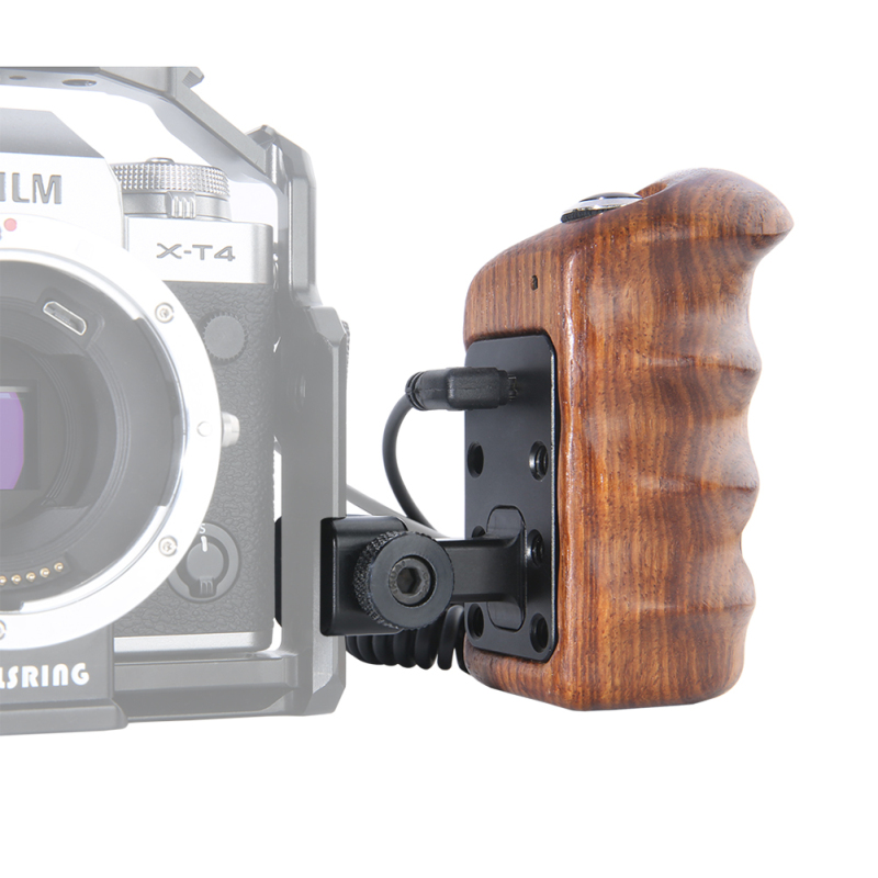 Niceyrig Left Side Wooden Handle Grip with Video Record Start/Stop Remote Trigger for Fujifilm XT-4/XT-3/XT-2