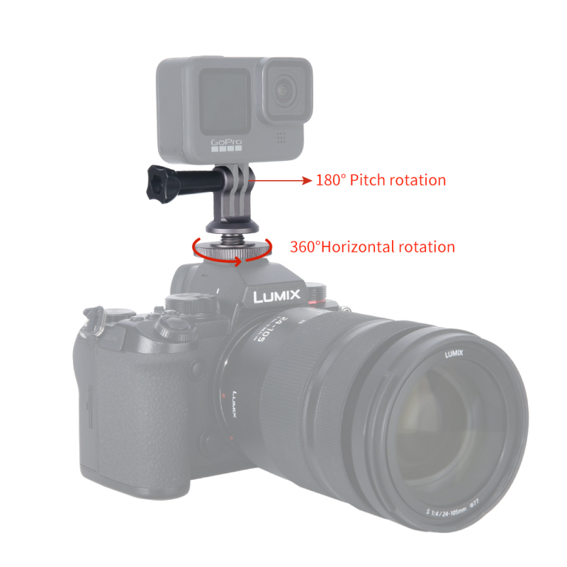 Niceyrig Action Camera Tripod Mount Cold Shoe(Hot Shoe) Adaptor for GoPro MAX/GoPro HERO/DJI Osmo