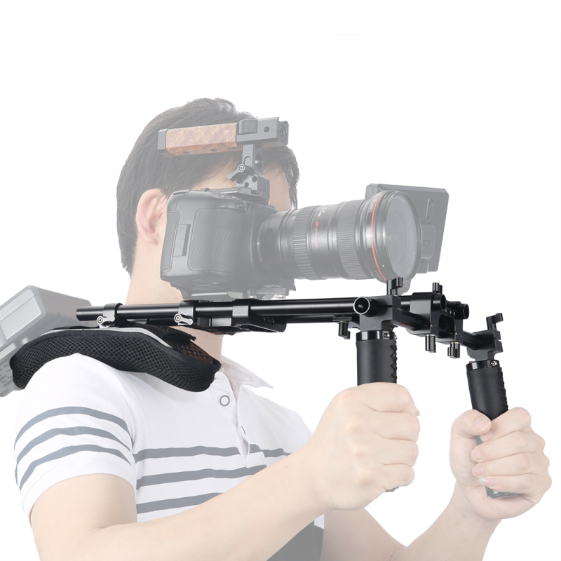 Niceyrig Universal Shoulder Rig Support Film Maker 15mm Railblock System with Camera/Camcorder Base Plate Mount Kit