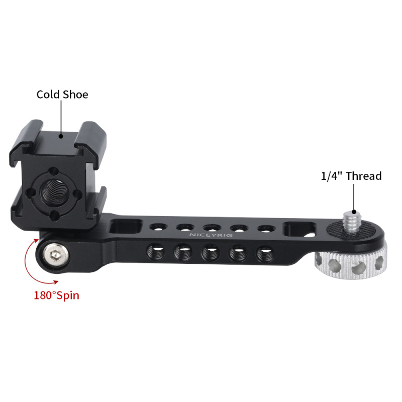 Niceyrig Extension Base Plate Bracket with Tiltable Three Cold Shoe Mounts Adaptor