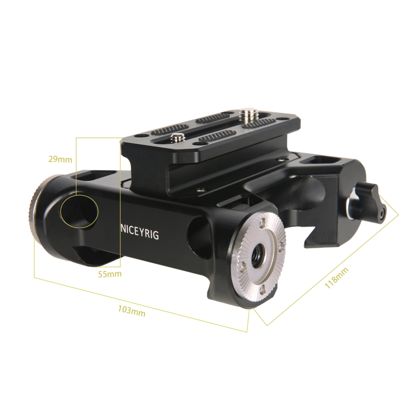 Niceyrig Riser Baseplate with Arri Rosette (Arri Style) for Cannon C100/C300/C500 Sony FS7/FS5/FS9 Red DSMC2 Kinefinity Cinema Camera