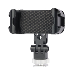 Niceyrig Aluminum Alloy Cellphone Tripod Mount Holder Clamp with Cold Shoe Adaptor for iphone 14 13 12 11 Pro Max Galaxy S22 HUAWEI Vlogging