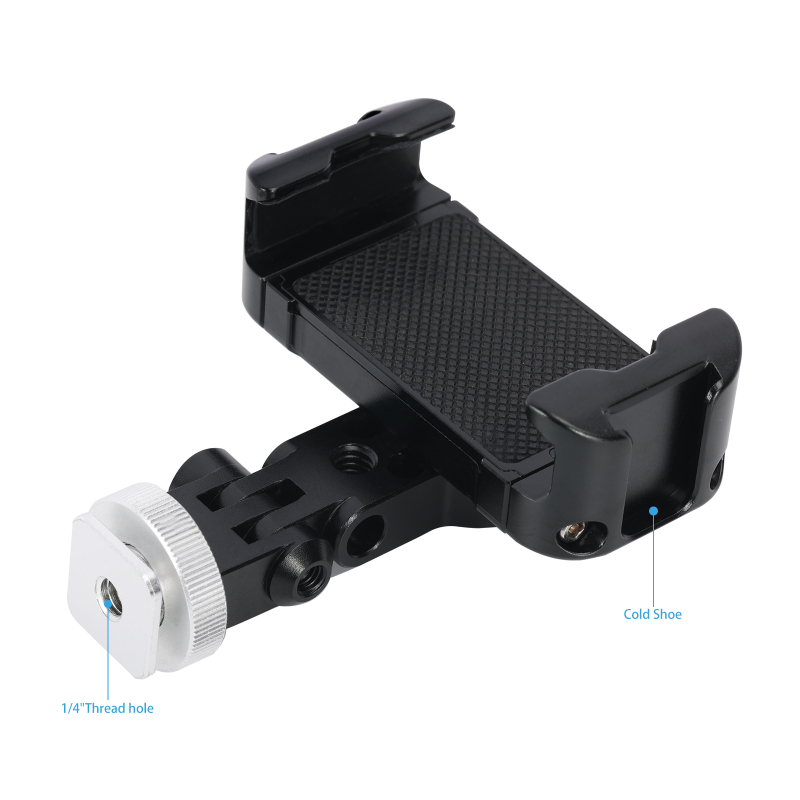 Niceyrig Aluminum Alloy Cellphone Tripod Mount Holder Clamp with Cold Shoe Adaptor for iphone 14 13 12 11 Pro Max Galaxy S22 HUAWEI Vlogging