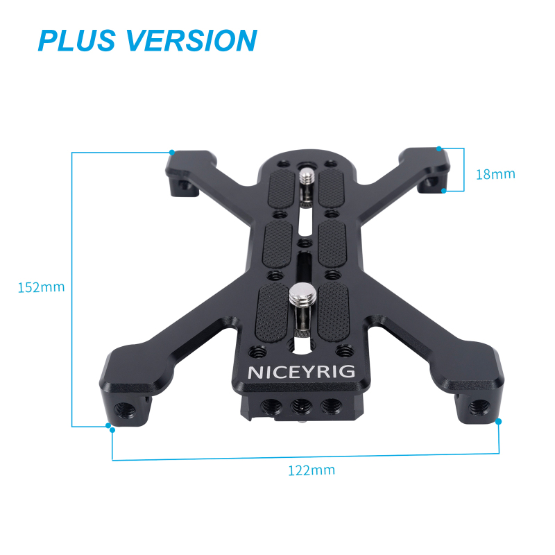 Niceyrig Arca - Type Quadruped Baseplate Support For DSLR Camera Horizontally Placing Compatible with Arca Type Tripods(Regular/Plus Version)