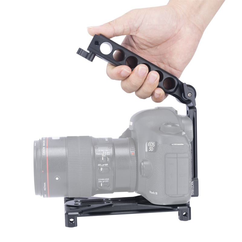 Niceyrig Adjustable Lift Nato Top Handle with Arca-Type Quadruped Baseplate Support Kit for DSLR/ Mirrorless Camera/Cinema Camera (Capacity: 5kg)