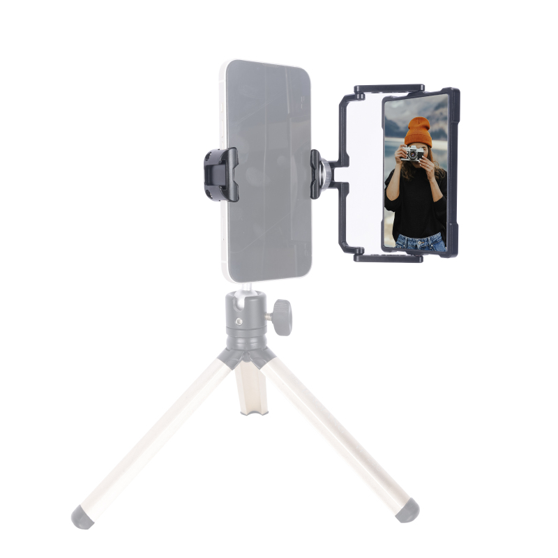 Niceyrig Vlogging Live Streaming Selfie Kit with Flip Monitor Mirror & Smart Phone Tripod Mount Holder Clamp