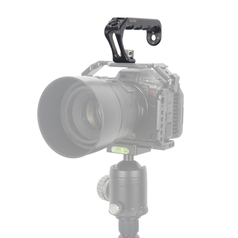 Niceyrig 3/8''-16 Arri Locating Top Handle with Cold Shoe Mount 1/4''-20 Thread Holes for DSLR Cameras Video Camcorder