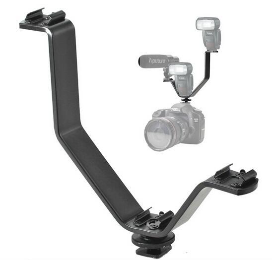 Niceyrig V-Bracket 5&quot;/12.5cm V-Shape Triple 3 Universal Cold Shoe Hot Shoe Mount Bracket for DSLR Camera with LED Video Light, Microphone, Monitor, Flash, Good for Video Photography