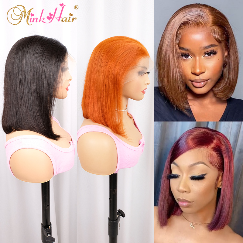 Ready-Made Colored Silky Straight Bob Wig 13x4 Transparent Lace Full Frontal Bob Wig 150% Density (Ready to Ship)
