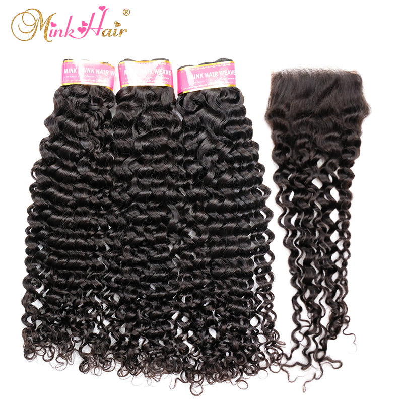 Mink Hair Italian Curly 3 Bundle Deals With Lace Closure Frontal Hair Brazilian Wholesale