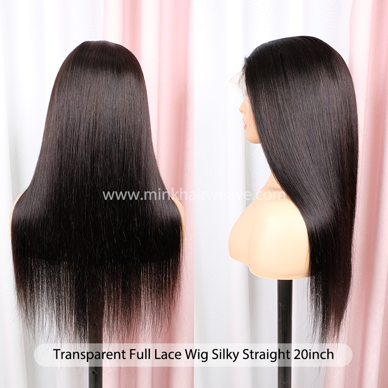 10A Transparent Full Lace Wig 1B Color 100% Raw Human Hair 150% Density