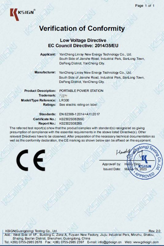 Portable Power Stations Passed CE-LVD