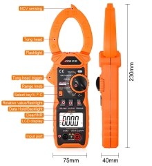 VICTOR 615B Digital Clamp Meter, measure AC/DC voltage, Low-V(AC),AC/DC current, Resistance, Capacitance, Frequency, Duty cycle , Temperature, Live wire test , diode and continuity Test