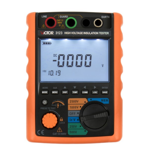 VICTOR 3123 3125 3126 Digital Insulation Resistance Testers,250V-5000V DC Voltage ,Auto Range Megohmmeter 0MΩ~5TΩ，Environment temperature test and display,PI,DAR,SV,RAMR,backlight display