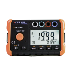 VICTOR 4106 4106A Digital Earth Resistance Tester Digital Grounding Resistance Meter 3-Pole 4-Pole Method Measurement AC True RMS Backlight Soil resistivity Measurement