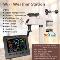 NicetyMeter (0366 WF-019T) 7-in-1 WI-FI Weather Station ,Outdoor Sensor Rain Gauge ,Weather Forecast ,Temperature ,Humidity, Air Pressure ,Wind Gauge ,Moon Phase,Alarm clock