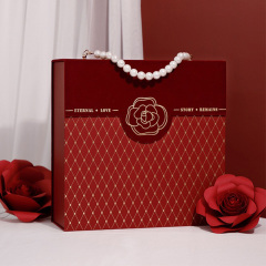 Customized High Quality Hot Gold Stamping Logo Cosmetic Jewelry Package Velvet Gift Paper Boxes With Handle