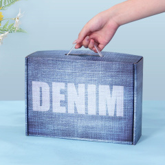 Custom Pattern Print Apparel Package Cardboard Paper Box Pants Corrugated Box With Plastic Handle