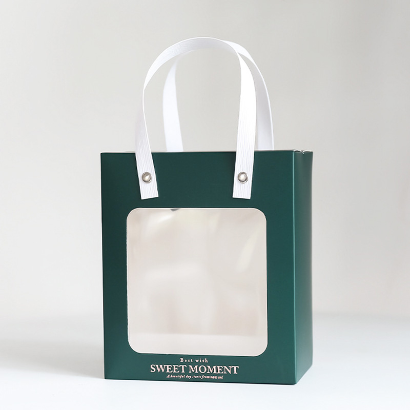 Customized Logo Colorful Shopping Bags Advanced Gift Package Paper Bag With PVC Window