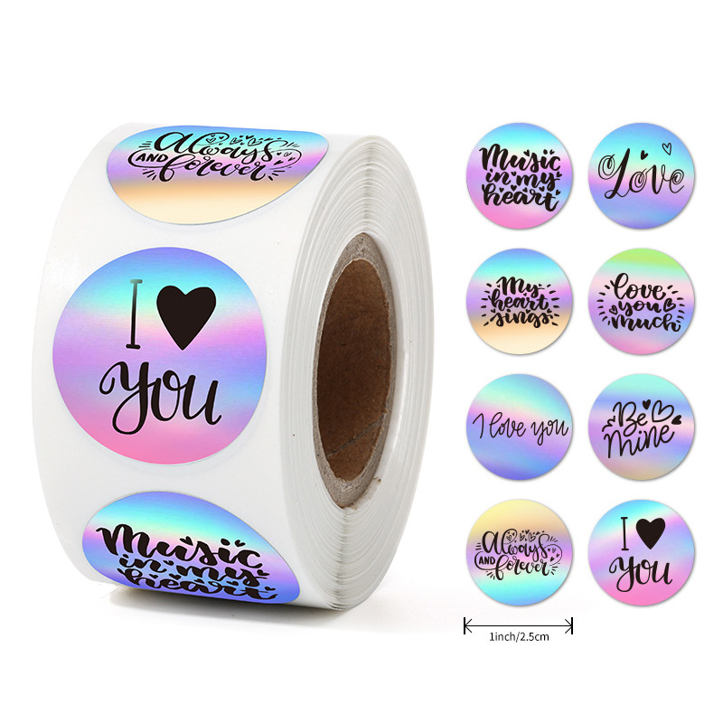 Custom High Quality Holographic Printing Thank You Label Waterproof Gift Package Adhesive Roll Sticker