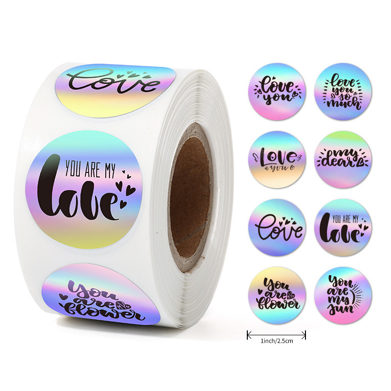 Custom High Quality Holographic Printing Thank You Label Waterproof Gift Package Adhesive Roll Sticker