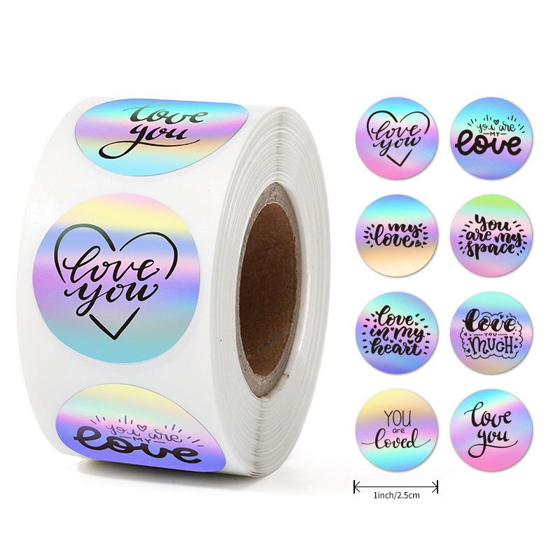Custom High Quality Holographic Printing Thank You Label Waterproof Gift Package Adhesive Roll Sticker