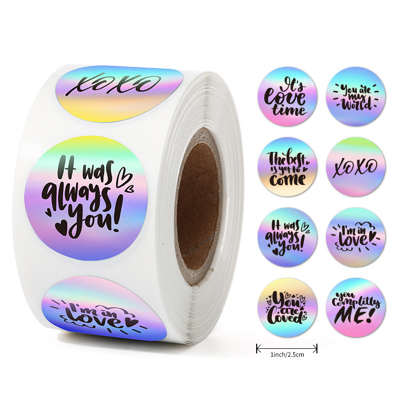 Custom High Quality Holographic Printing Thank You Label Waterproof Gift Package Adhesive Roll Sticker