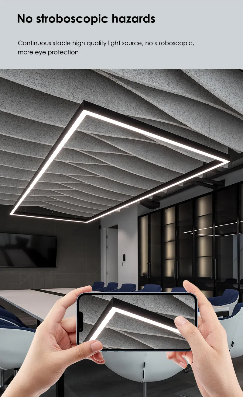 Square ceiling light with phone camera showing no flicker