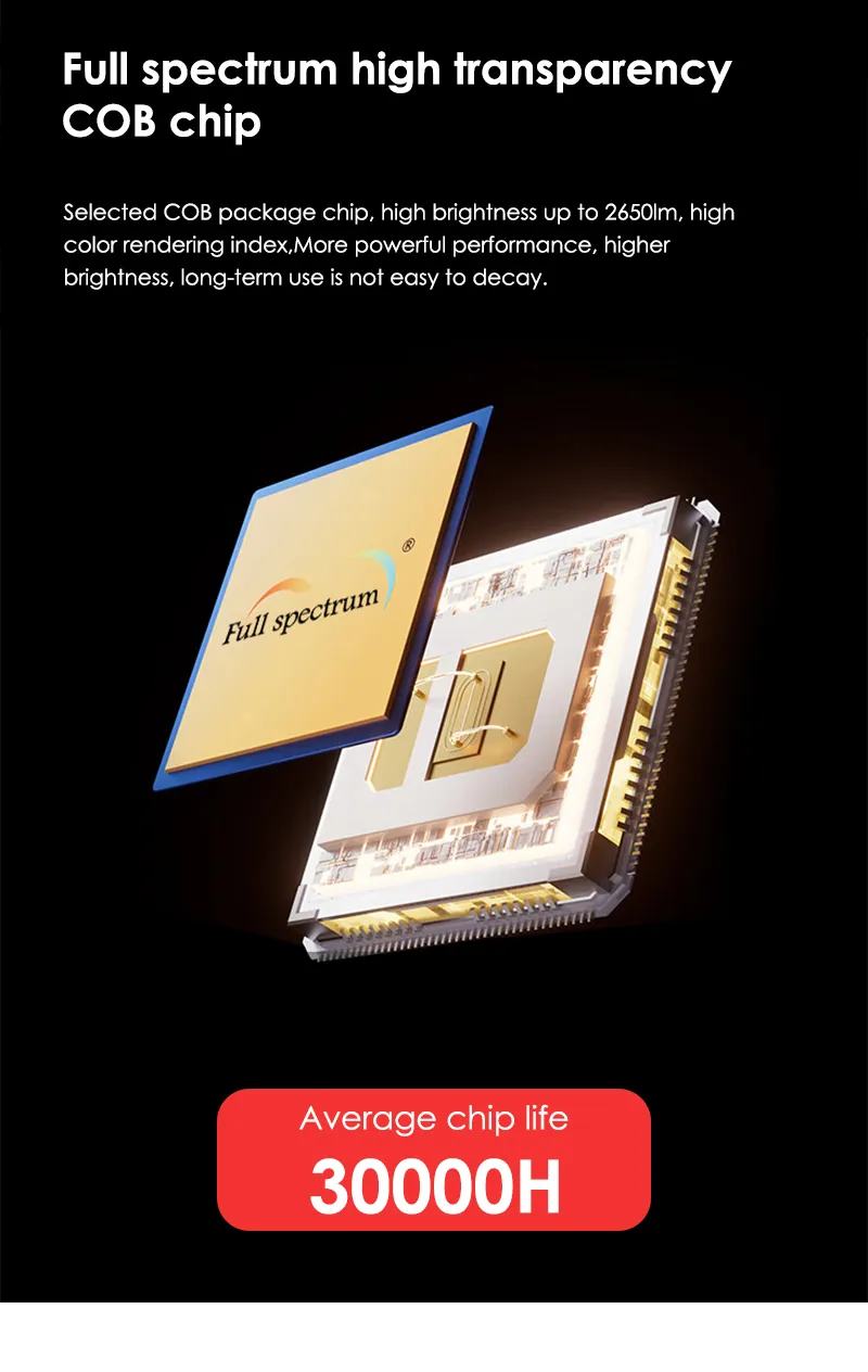 Full spectrum COB LED chip with chip life information