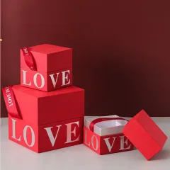 Unique design custom valentine wedding luxury perfume packaging gift box with ribbon handle