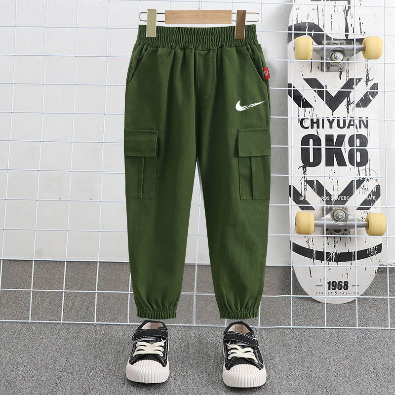Medium and large children's clothing sports pants autumn and winter boys and girls Korean style overalls baby ankle-tied trousers factory supplier