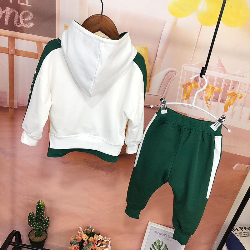 Children's hooded sweater pullover children's sweater New in spring and autumn boys' Korean style sweater cotton hoodies two-piece set