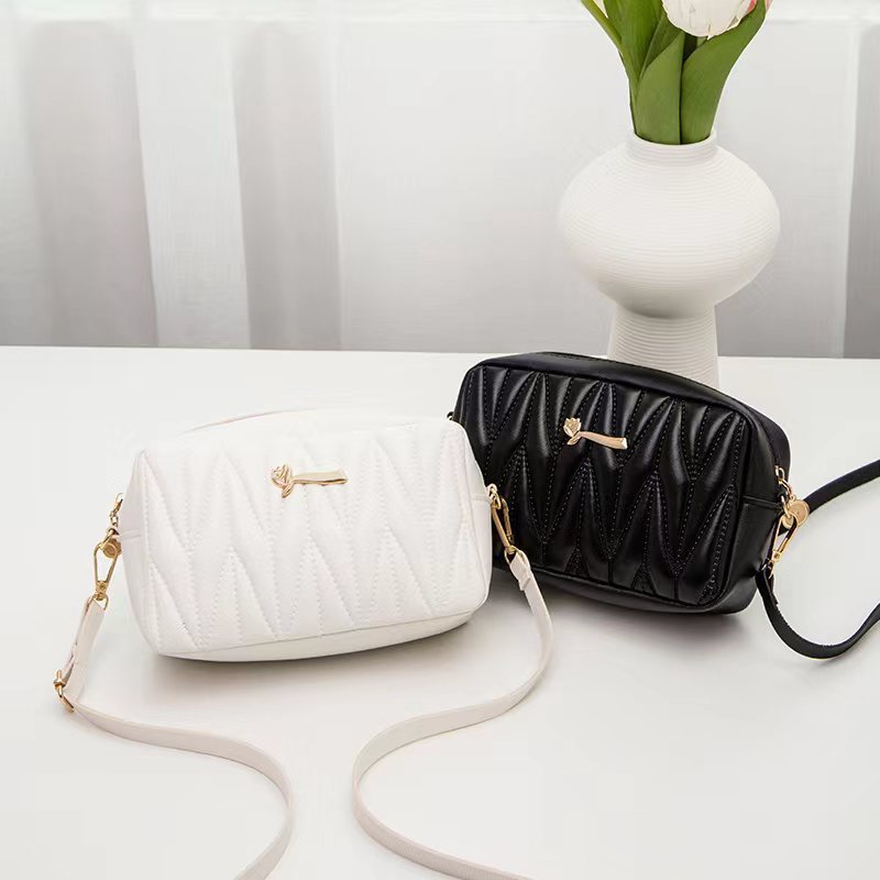 Korean style embroidered cosmetic bag women bagV pattern wave pattern crossbody bag women's foreign trade small square bag wholesale