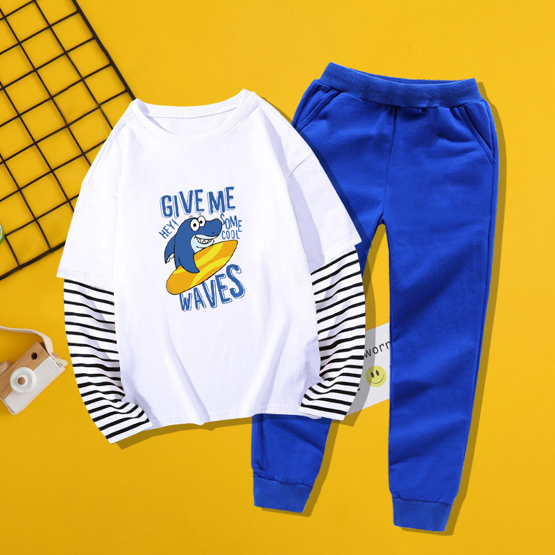 Dongguan factory in Stock children's sports suit autumn and winter clothing new boys and girls cotton fashionable long sleeve trousers wholesale