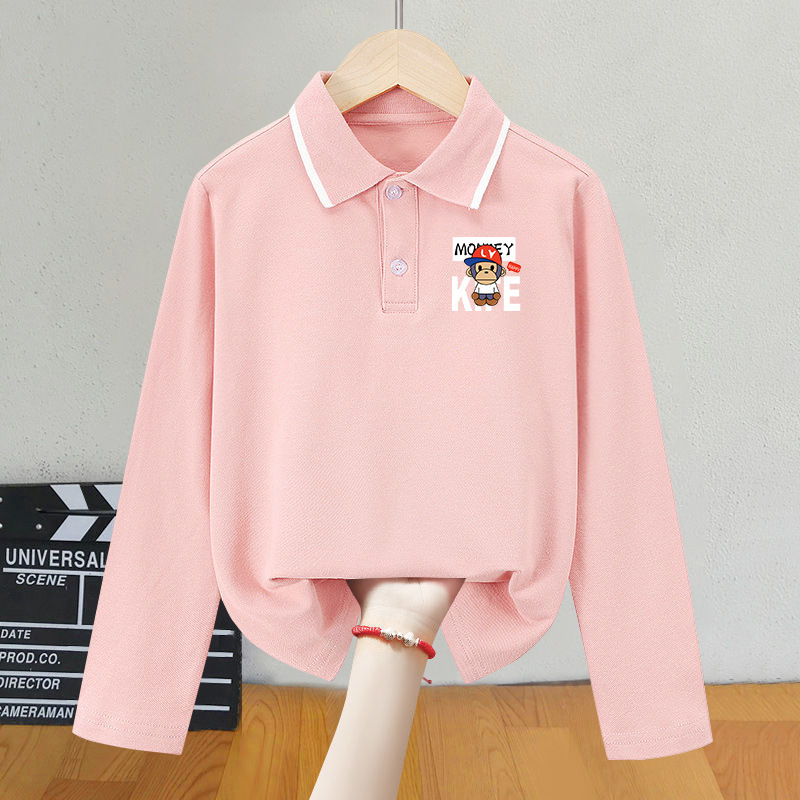 Girls' autumn clothes New POLO top medium and large children's fashionable long-sleeved boys' casual sweatshirt one piece dropshipping