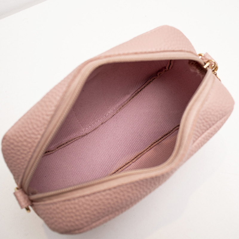 Women's bag new contrast color knitted belt decorative trendy camera bag unique one-shoulder crossbody zipper mobile phone bag