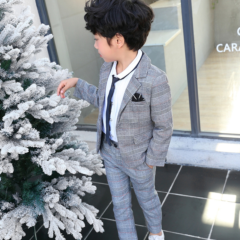 Children's dress new Korean style Boy's suit two pieces children's clothing flower girl catwalk dress small suit two-piece set