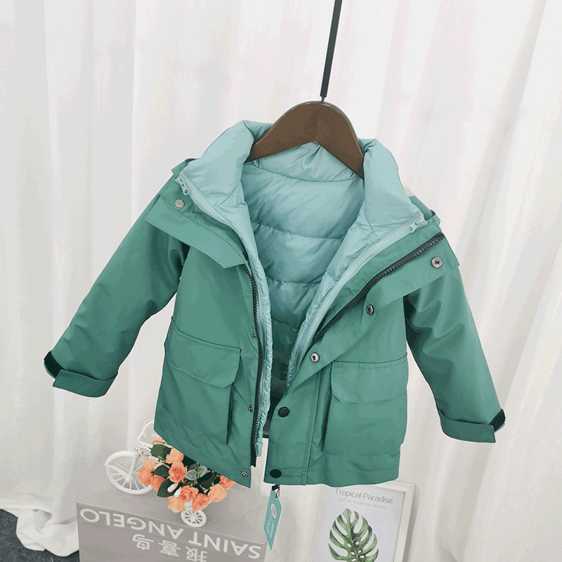 Children's down jacket Boys' new mid-length Boys' winter children's clothing Korean style western style medium and big children thickening authentic