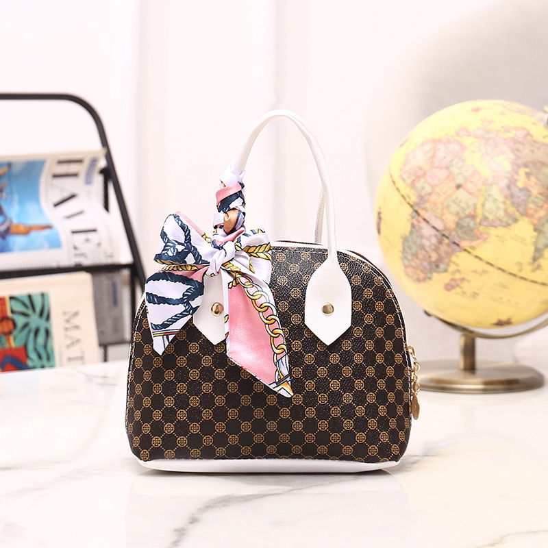 Women's bag new printed pattern contrast color silk scarf portable shell bag casual fashion shoulder bag one piece hair