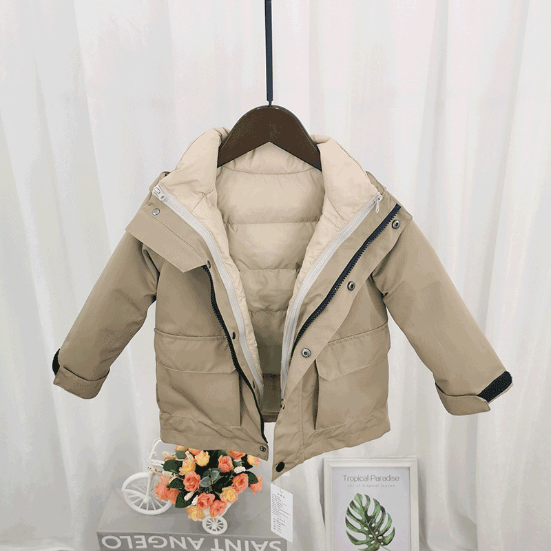 Children's down jacket Boys' new mid-length Boys' winter children's clothing Korean style western style medium and big children thickening authentic
