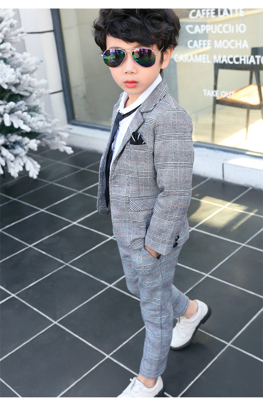 Children's dress new Korean style Boy's suit two pieces children's clothing flower girl catwalk dress small suit two-piece set