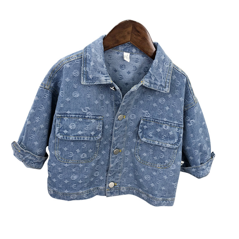 Baby denim jacket Spring and Autumn New jacquard boys tops outerwear children's clothes autumn children's clothing wholesale fashion