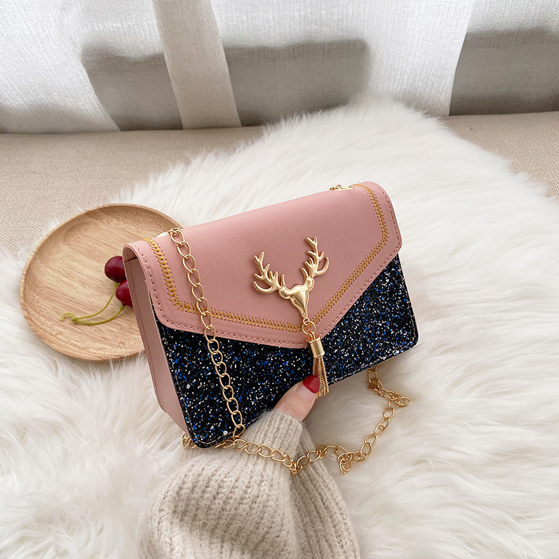 Wholesale summer new street fashionable small square bag PU sequins women's cross-body bag chain shoulder bag