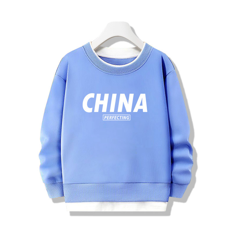 Children's clothing fake two-piece Korean style sweater trendy children round neck long sleeve pullover boys' Western style leisure top cross-border