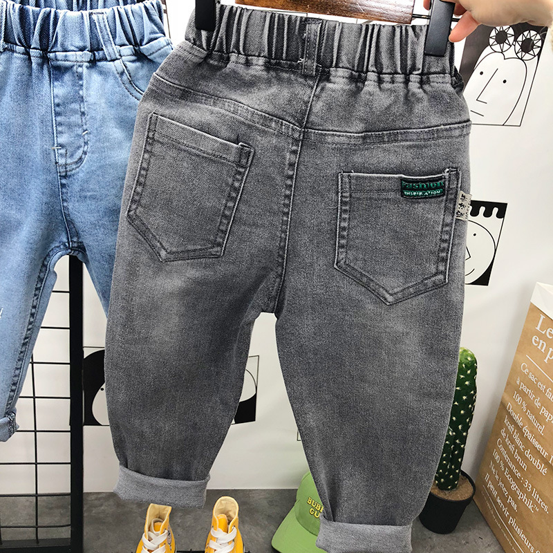 Children's jeans Spring and Autumn New Korean style embroidered leisure trousers boys loose ankle-tied jeans fashion