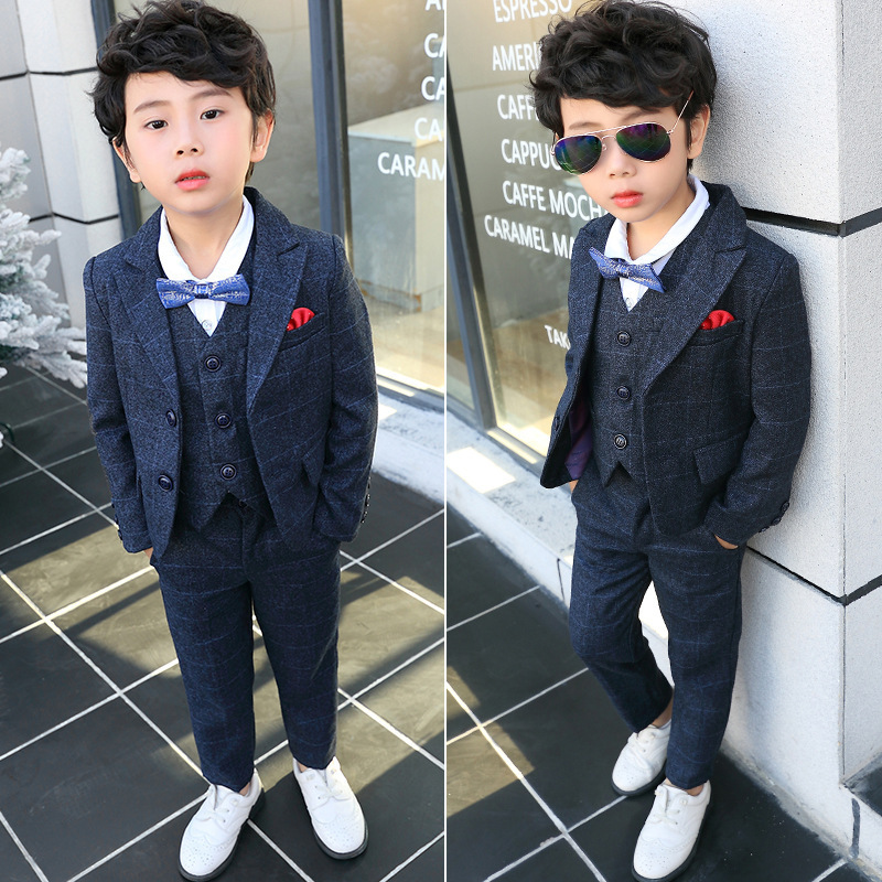 Spring and Autumn Children's suit three-piece boys' suit suit flower girl Annual Meeting dress host performance costume