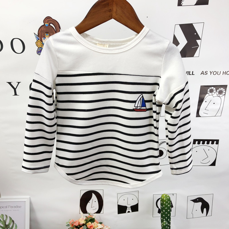 Spring and Autumn new children's clothing cotton T-shirt boys undershirt children's striped long-sleeved baby fashion top A73005